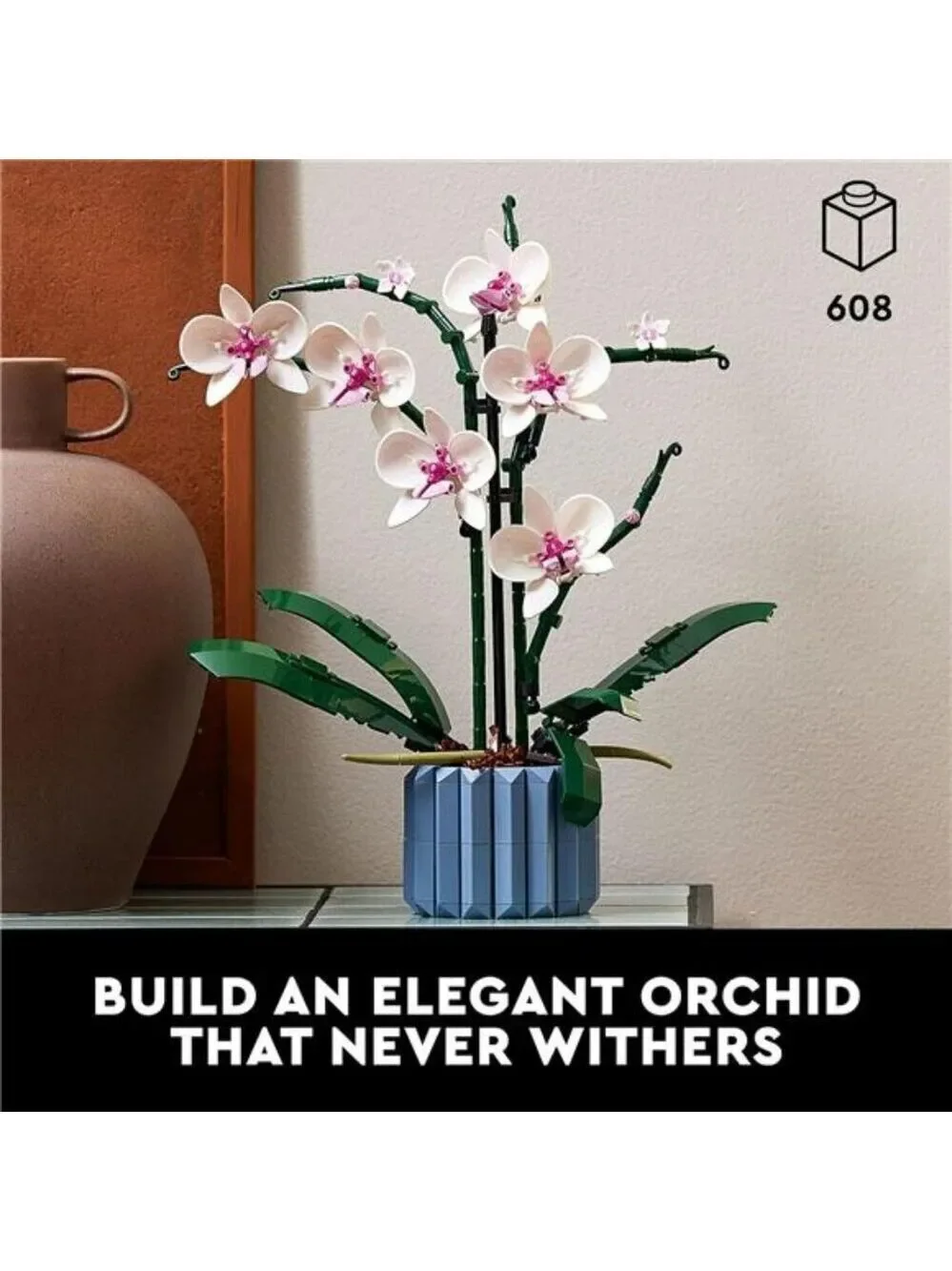 LEGO Orchid Set Artificial Indoor Flowers Botanical Home Decor Adult Gift
